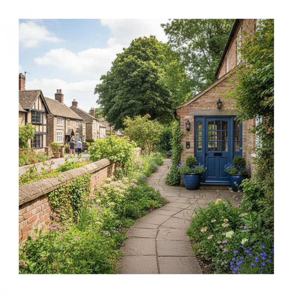 A calm UK care home exterior approach